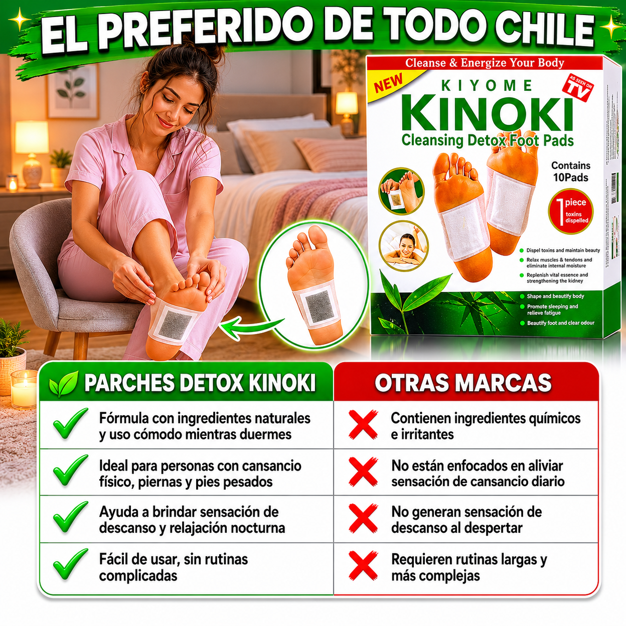 10 Parches Kinoki Desintoxicación